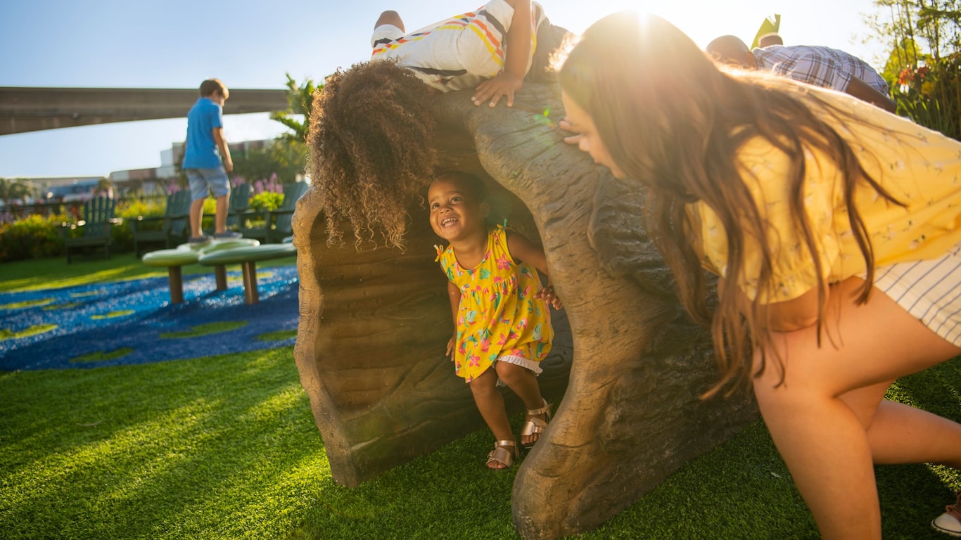 Children exploring a nature themed play area at EPCOT